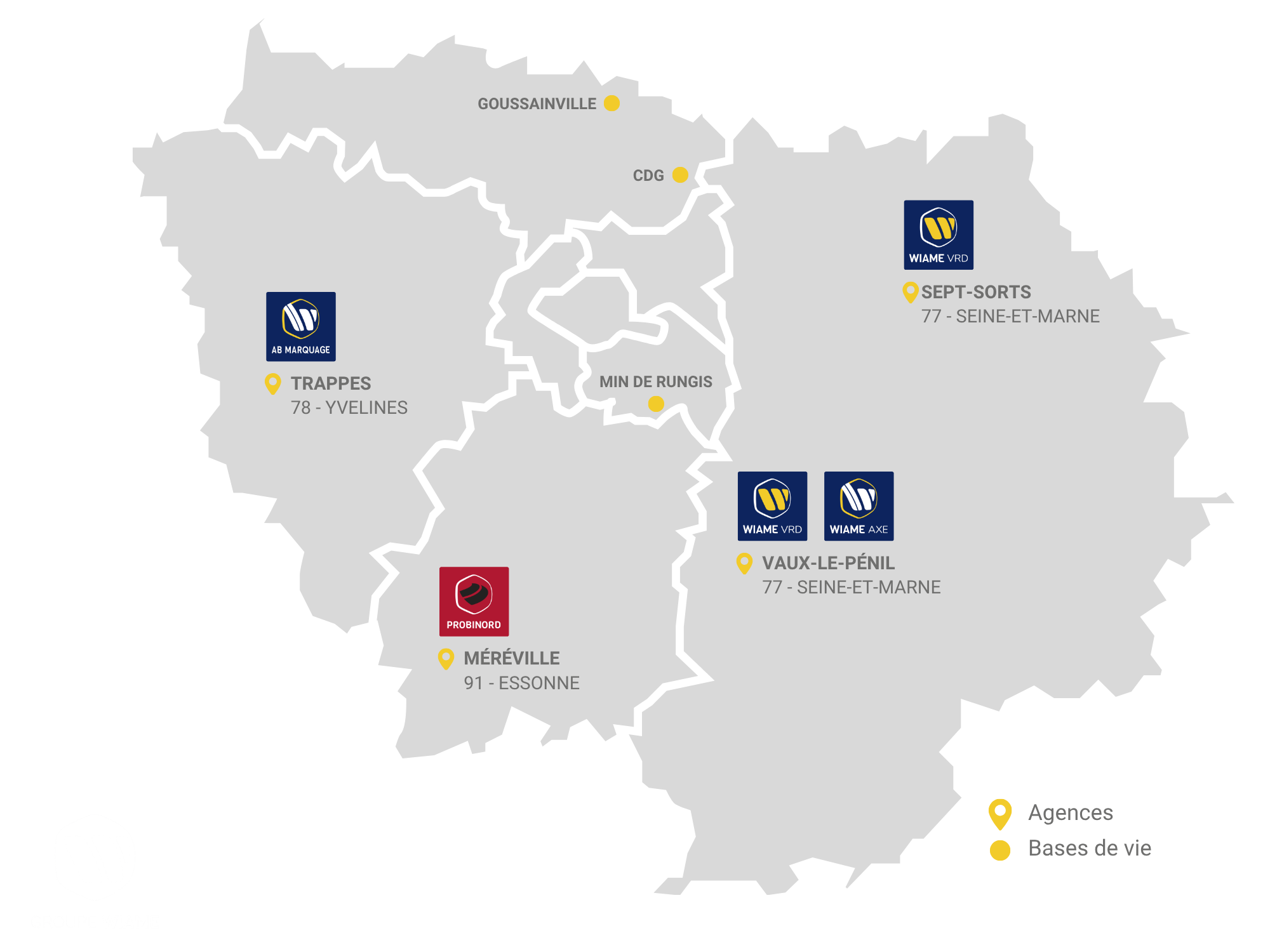 Implantations du Groupe WIAME